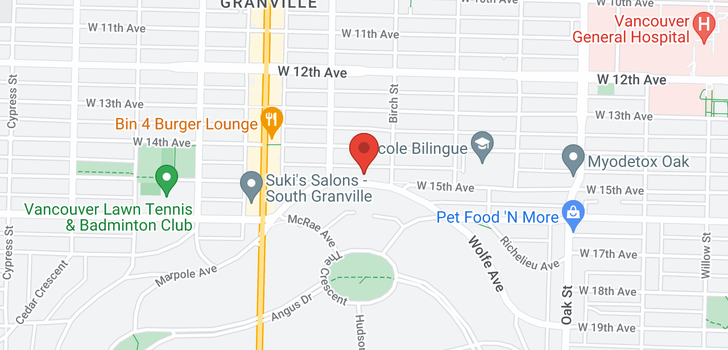 map of 215 1345 W 15TH AVENUE